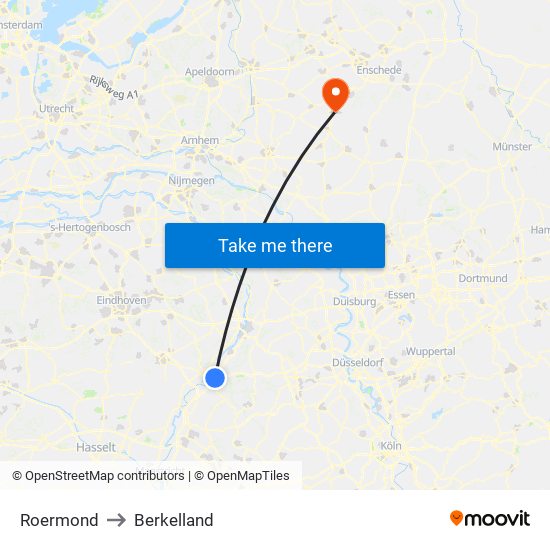 Roermond to Berkelland map