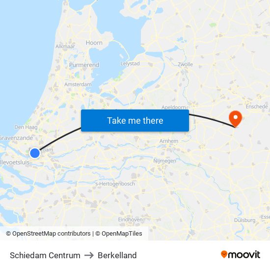 Schiedam Centrum to Berkelland map