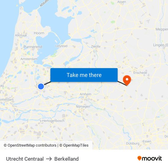 Utrecht Centraal to Berkelland map