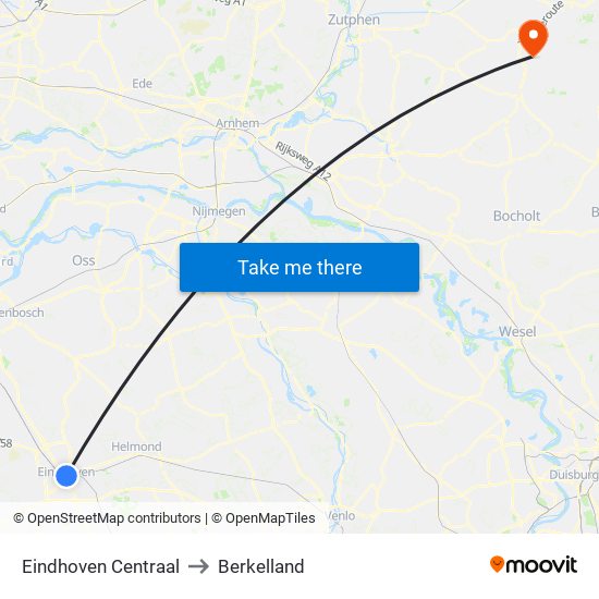 Eindhoven Centraal to Berkelland map