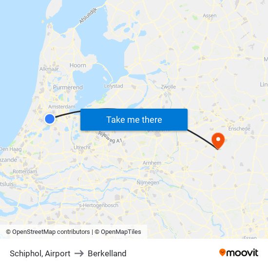 Schiphol, Airport to Berkelland map