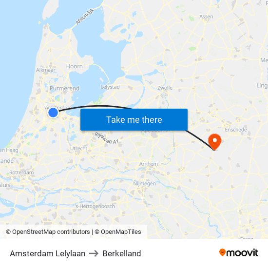 Amsterdam Lelylaan to Berkelland map