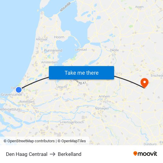 Den Haag Centraal to Berkelland map