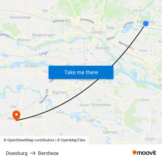 Doesburg to Bernheze map