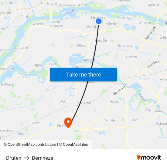 Druten to Bernheze map
