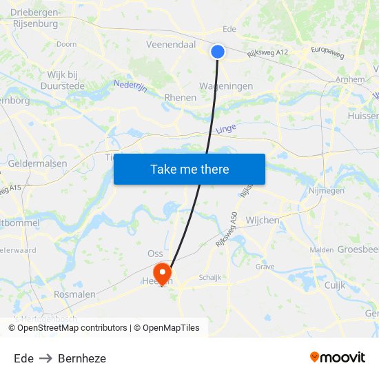 Ede to Bernheze map