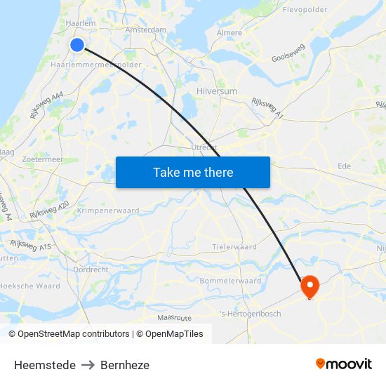 Heemstede to Bernheze map