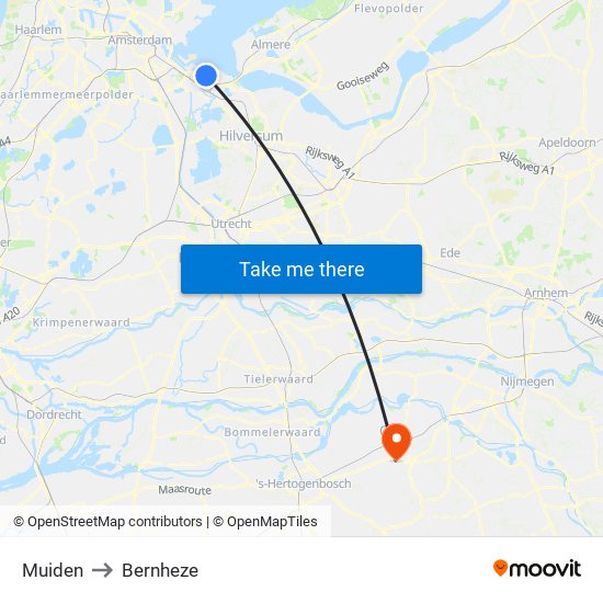 Muiden to Bernheze map