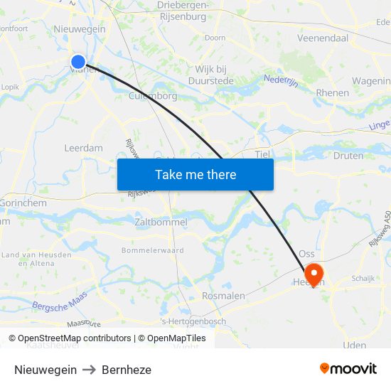 Nieuwegein to Bernheze map