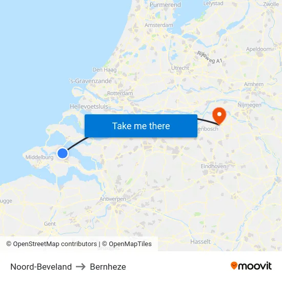 Noord-Beveland to Bernheze map