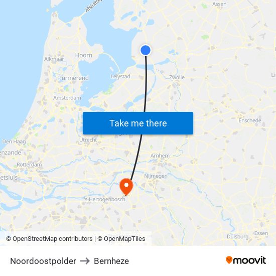 Noordoostpolder to Bernheze map