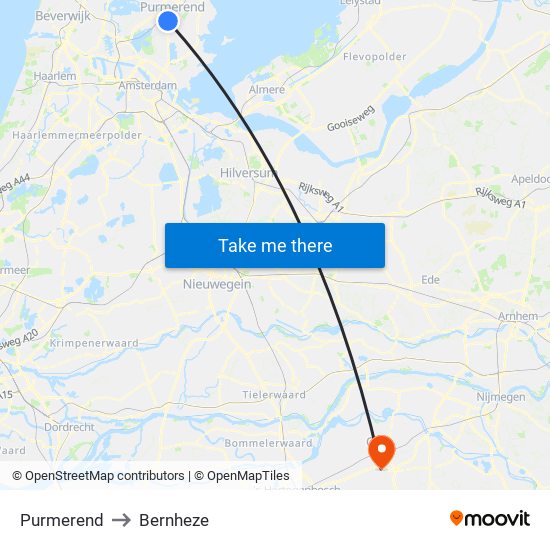 Purmerend to Bernheze map