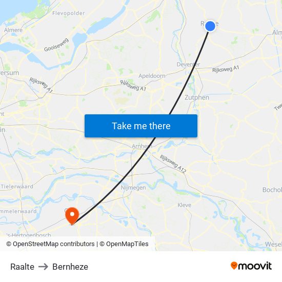 Raalte to Bernheze map