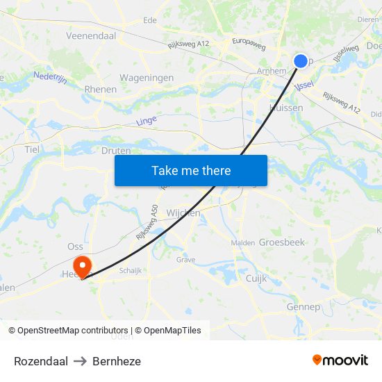 Rozendaal to Bernheze map