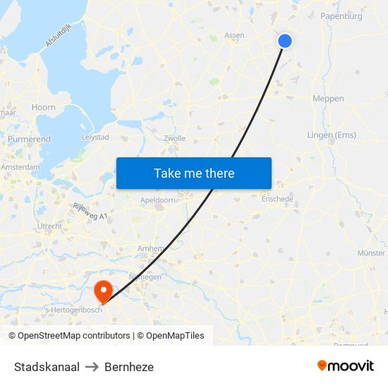 Stadskanaal to Bernheze map