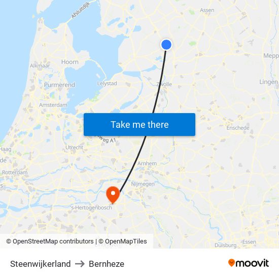 Steenwijkerland to Bernheze map