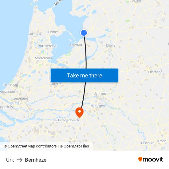 Urk to Bernheze map