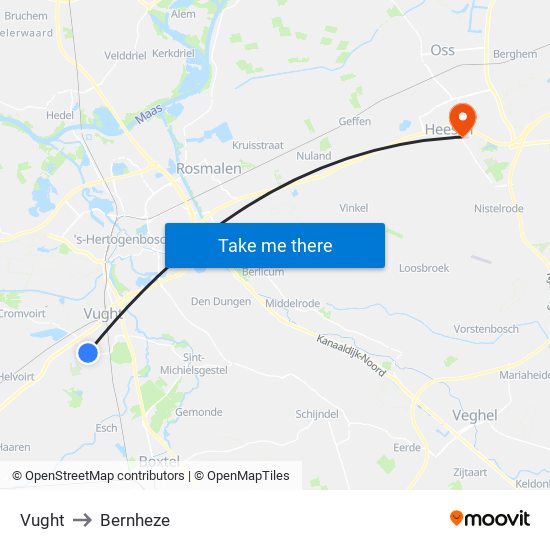 Vught to Bernheze map