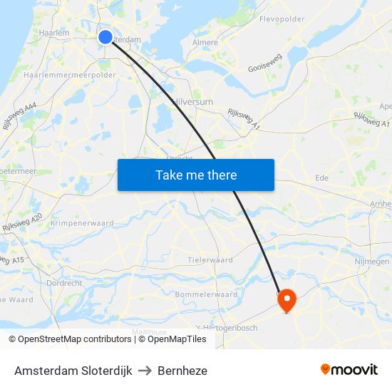 Amsterdam Sloterdijk to Bernheze map