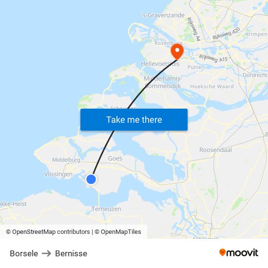Borsele to Bernisse map