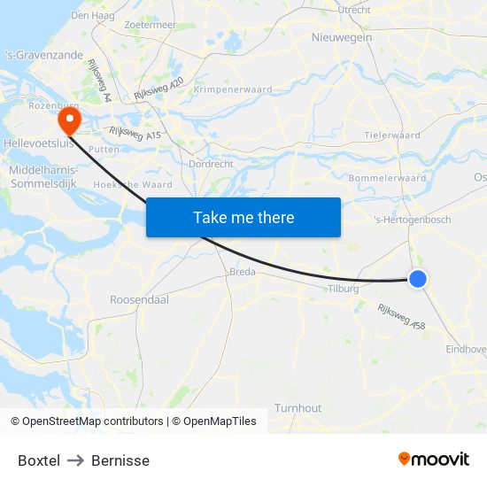 Boxtel to Bernisse map