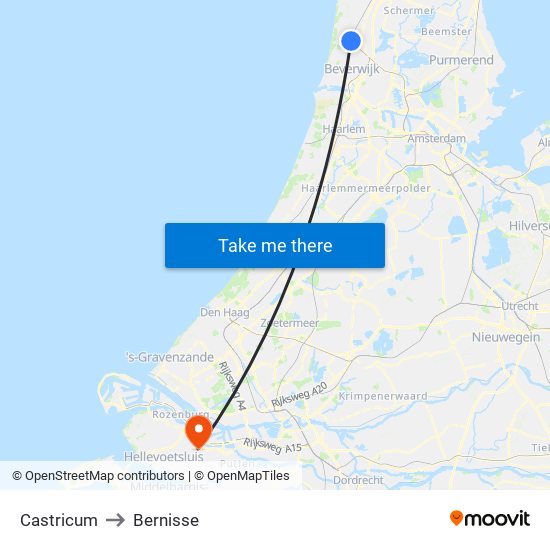 Castricum to Bernisse map