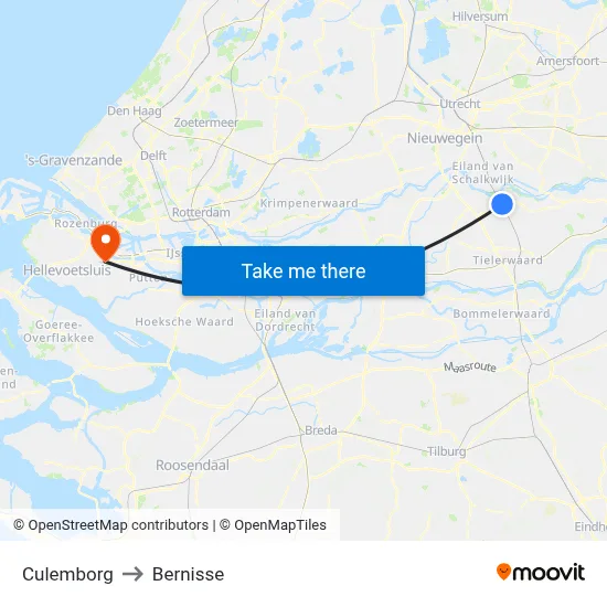 Culemborg to Bernisse map