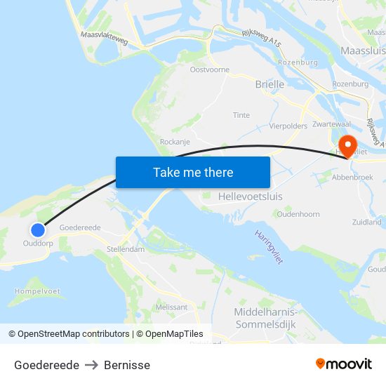 Goedereede to Bernisse map