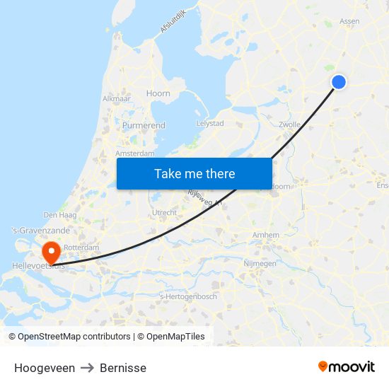 Hoogeveen to Bernisse map