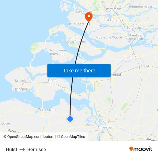 Hulst to Bernisse map