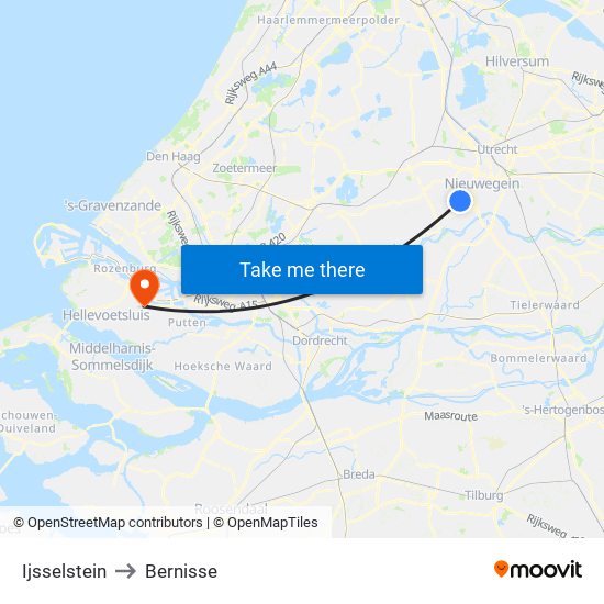 Ijsselstein to Bernisse map