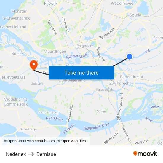 Nederlek to Bernisse map