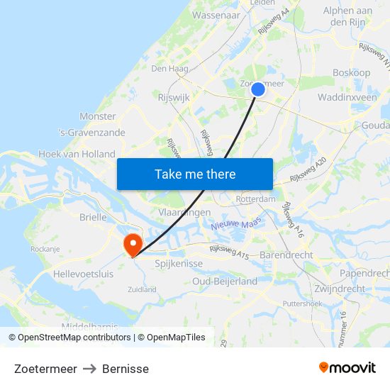 Zoetermeer to Bernisse map