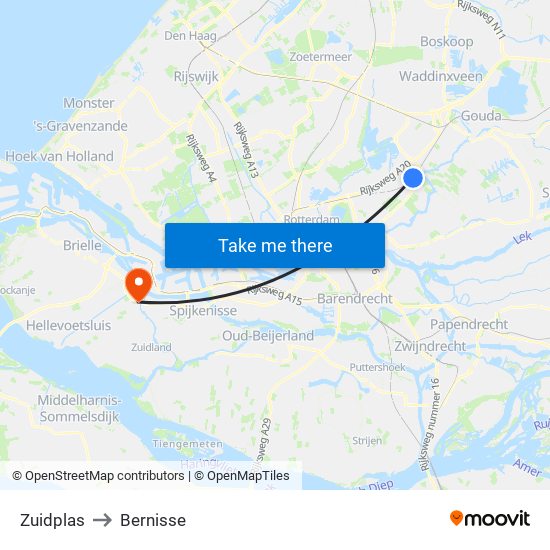 Zuidplas to Bernisse map