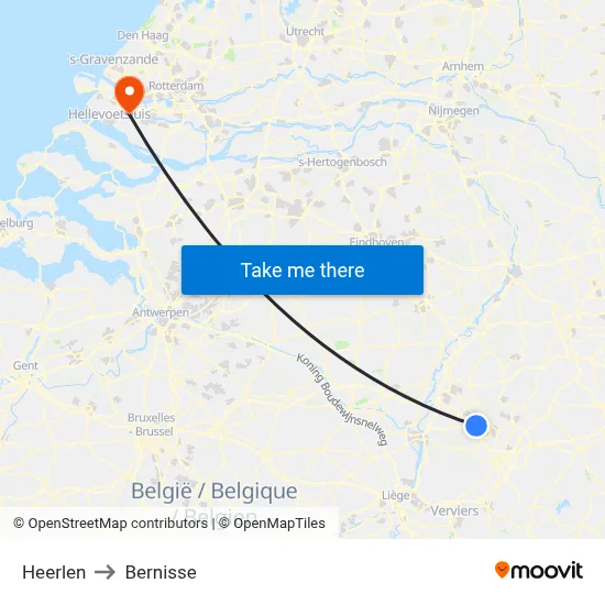 Heerlen to Bernisse map