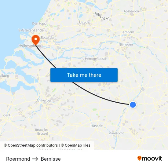 Roermond to Bernisse map