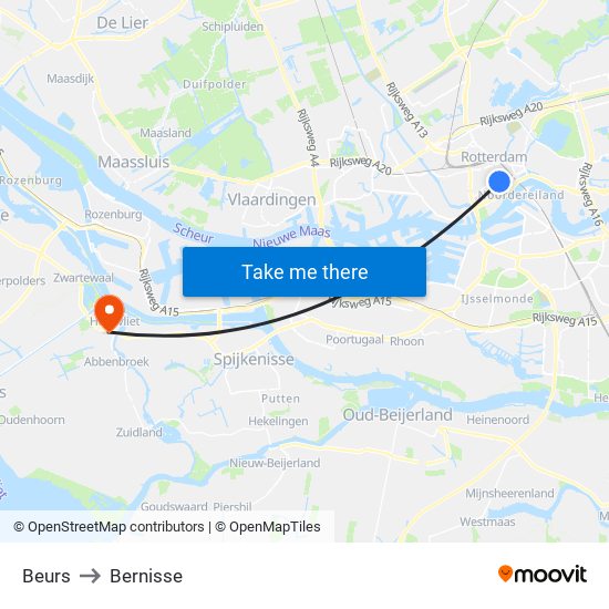 Beurs to Bernisse map