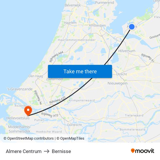 Almere Centrum to Bernisse map