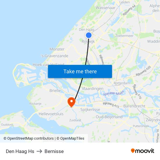 Den Haag Hs to Bernisse map