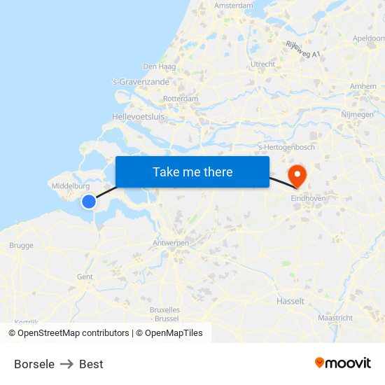 Borsele to Best map