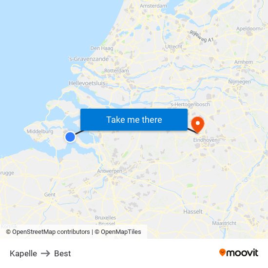 Kapelle to Best map