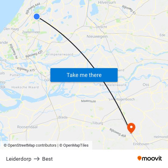 Leiderdorp to Best map