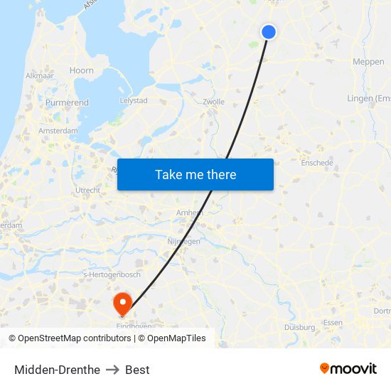 Midden-Drenthe to Best map