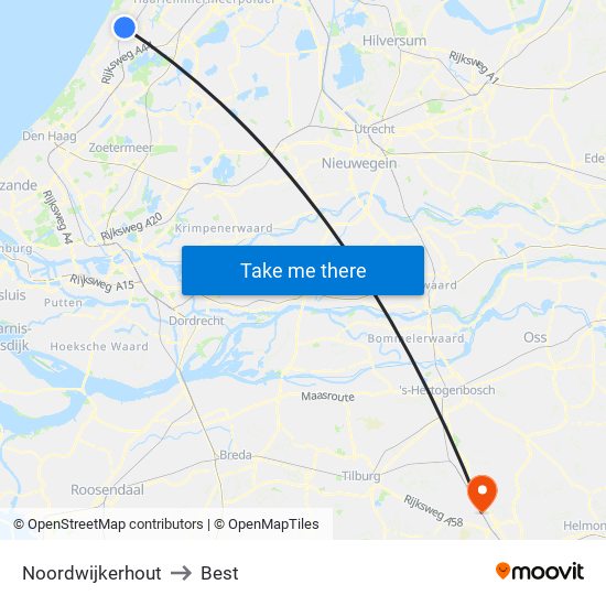 Noordwijkerhout to Best map