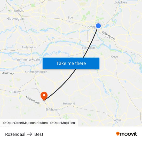 Rozendaal to Best map