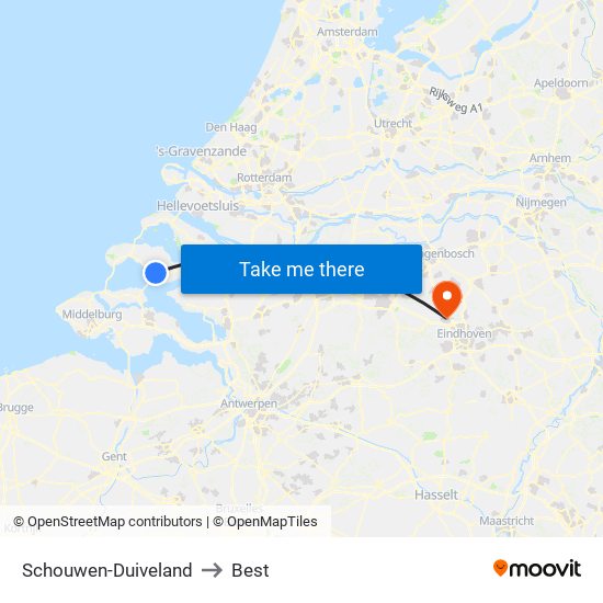 Schouwen-Duiveland to Best map