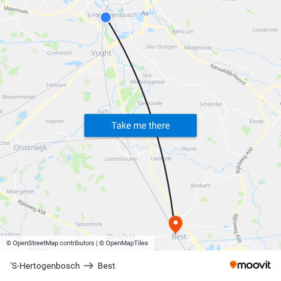 'S-Hertogenbosch to Best map