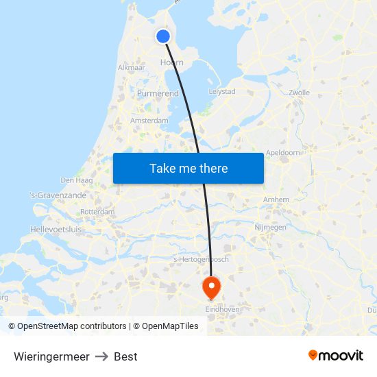 Wieringermeer to Best map