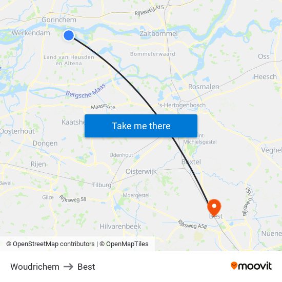 Woudrichem to Best map