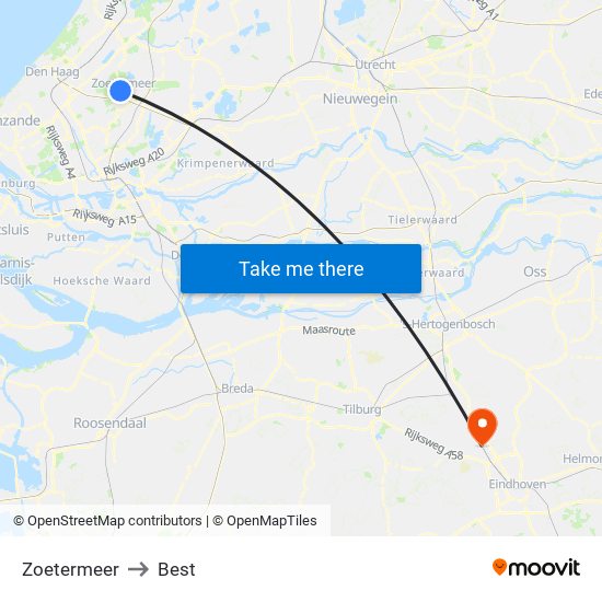 Zoetermeer to Best map